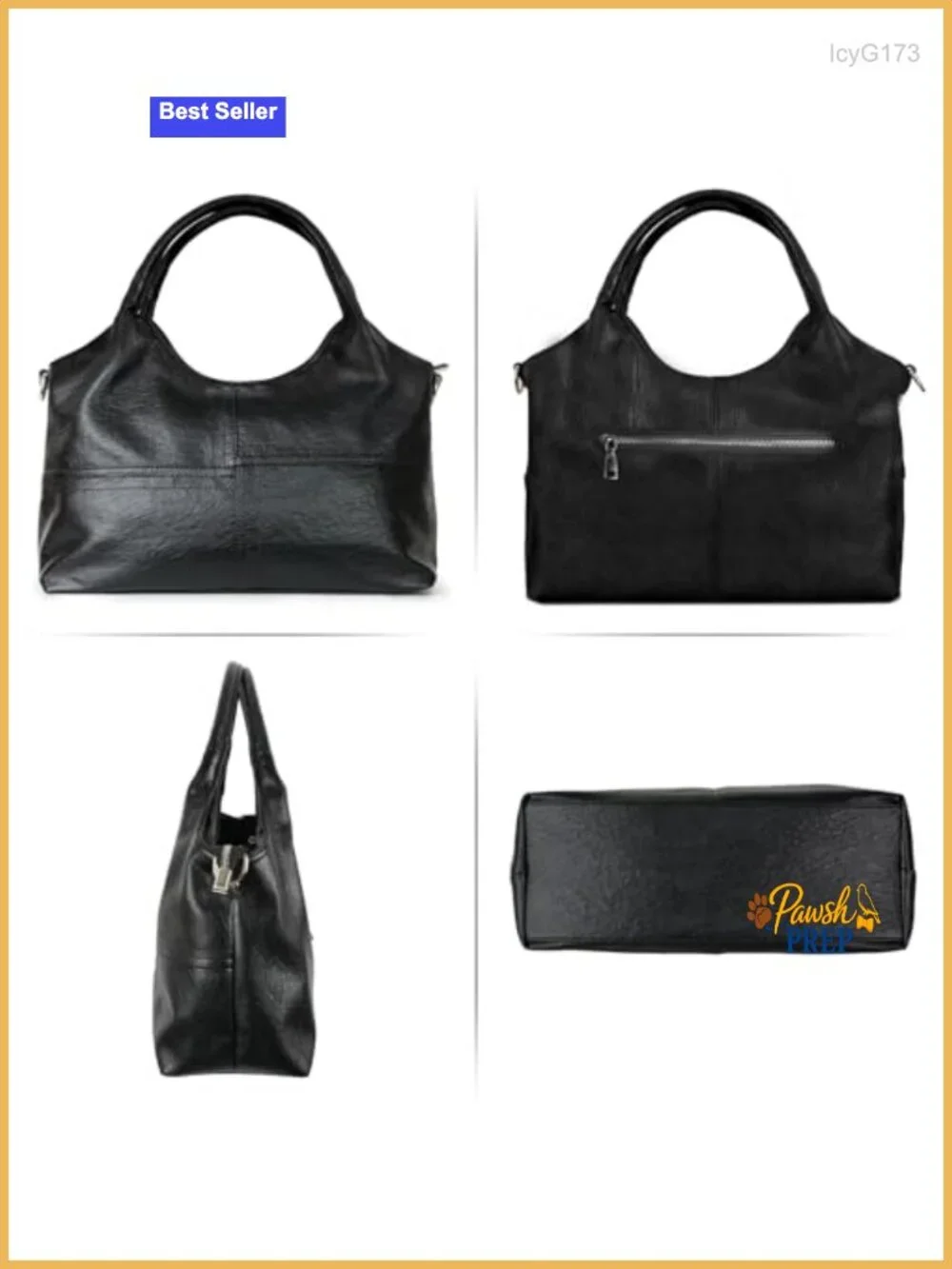 Vegan Leather Satchel Handbag with Detachable Strap - Medium Tote Hobo Bag
